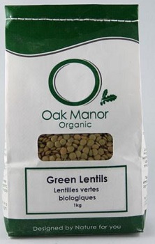 Green Lentils Dry Organic (1kg) Oak Mannor