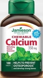 Jamieson Calcium Chewable 350mg - Spearmint (100 Tablets)