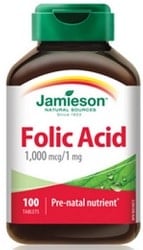 Jamieson Folic Acid 1000mcg (100 Tablets)