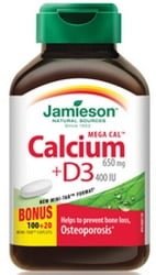 Jamieson Mega Cal Calcium 650mg + Vitamin D3 400 UI (100+20 Caplets)