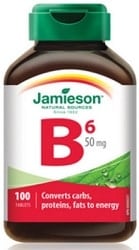 Jamieson Vitamin B6 (Pyridoxine) 50mg (100 Tablets)