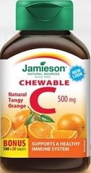 Jamieson Vitamin C Chewable 500mg - Tangy Orange (100+20 Tablets)