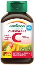 Jamieson Vitamin C Chewable 500mg - Tropical Fruit (100+20 Tablets)