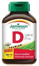 Jamieson Vitamin D 1,000 IU - Premium (150+30 Softgels)