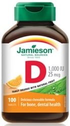 Jamieson Vitamin D Chewable 1000 IU - Tangy Orange (100 Tablets)