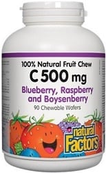 Natural Factors C 500mg - Blueberry, Raspberry and Boysenberry (90 Chewable Wafers)