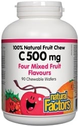 Natural Factors C 500mg - Four Mixed Fruit Flavours (90 Chewable Wafers)