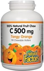 Natural Factors C 500mg - Tangy Orange (90 Chewable Wafers)