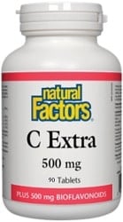 Natural Factors C Extra 500 mg Plus 500 mg Bioflavonoids (90 Tablets)