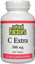Natural Factors C Extra 500mg Plus 500mg Bioflavonoids (180 Tablets)