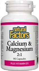 Natural Factors Calcium & Magnesium 2:1 Plus Vitamin D3 (90 Capsules)