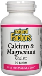 Natural Factors Calcium & Magnesium Chelate Plus Potassium & Zinc (90 Tablets)