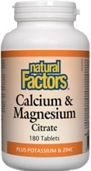 Natural Factors Calcium & Magnesium Citrate Plus Potassium & Zinc (180 Capsules)