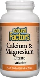 Natural Factors Calcium & Magnesium Citrate Plus Potassium & Zinc (90 Tablets)