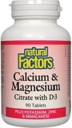 Natural Factors Calcium & Magnesium Citrate With D3 Plus Potassium, Zinc & Manganese (90 Tablets)