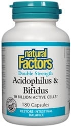 Natural Factors Double Strength Acidophilus & Bifidus 10 Billion Active Cells (180 Capsules)