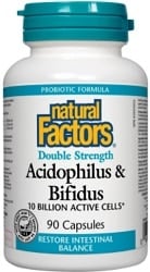Natural Factors Double Strength Acidophilus & Bifidus 10 Billion Active Cells (90 Capsules)