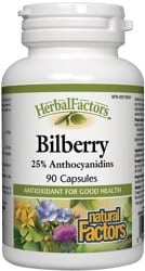 Natural Factors HerbalFactors Bilberry (90 Capsules)