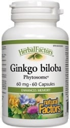 Natural Factors HerbalFactors Ginkgo Biloba Phytosome 60mg (60 Capsules)