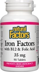 Natural Factors Iron Factors 35mg with B12 & Folic Acid (90 Tablets)