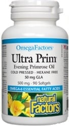 Natural Factors OmegaFactors Ultra Prim Evening Primrose Oil 500mg (90 Softgels)