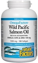Natural Factors OmegaFactors Wild Pacific Salmon Oil 1000mg (180 Softgels)