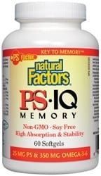 Natural Factors PS•IQ Memory PS 25mg Omega-3-6 350mg (60 Softgels)