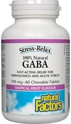 Natural Factors Stress-Relax 100% Natural GABA 100mg - Tropical Fruit Flavour (60 Chewable Tablets)