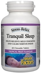 Natural Factors Stress-Relax Tranquil Sleep - Tropical Fruit Flavour (60 Chewable Tablets)