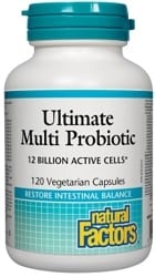 Natural Factors Ultimate Multi Probiotic 12 Billion Active Cells (120 Vegetarian Capsules)
