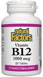 Natural Factors Vitamin B12 Cyanocobalamin 1000mg (60 Tablets)