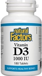 Natural Factors Vitamin D3 1,000 IU (180 Tablets)