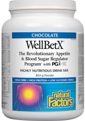 Natural Factors WellBetX The Revolutionary Appetite & Blood Sugar Regulator Program with PGX - Chocolate (854g Powder)
