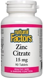 Natural Factors Zinc Citrate 15mg (90 Tablets)