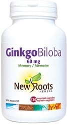 New Roots Herbal Ginkgo Biloba 60mg (120 Vegetable Capsules)