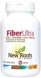New Roots Herbal Psyllium - Fiber Ultra Rich + F.O.S (100 Capsules)