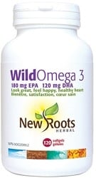 New Roots Herbal Wild Omega 3 180mg EPA 120mg DHA (120 Softgels)