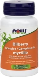 Now Bilberry Complex With Beta-Carotene & Riboflavin (50 Vegetable Capsules)