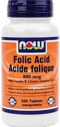 Now Folic Acid 800mcg with Vitamin B-12 (250 Tablets)