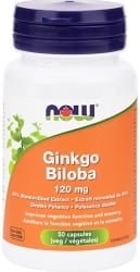 Now Ginkgo Biloba 120mg (50 Vegetable Capsules)