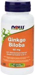 Now Ginkgo Biloba Extract 60mg (60 Vegetable Capsules)