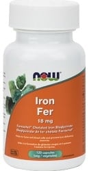 Now Iron Bisglycinate 18mg (120 Vegetable Capsules)