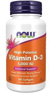 Now Vitamin D-3 1,000 IU (180 Softgels)