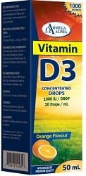 Omega Alpha Vitamin D3 (Cholecalciferol) 1000 IU - Orange (50mL)