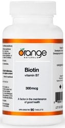 Orange Naturals Biotin 300mcg (90 Tablets)