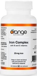 Orange Naturals Iron Complex with B & C Vitamins (60 Vegetable Capsules)