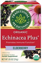 Organic Echinacea Plus Elderberry Tea (16 bags) - Traditional Medicinal