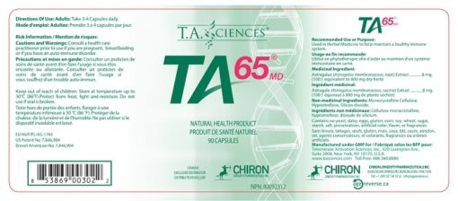 TA 65 250 Units (90 Capsules) full label