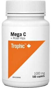 Trophic Mega C 1000mg + Rose Hips (180 Caplets)