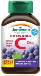Vitamin C Chewable 500mg - Natural Sweet Grape (100+20 Tablets)